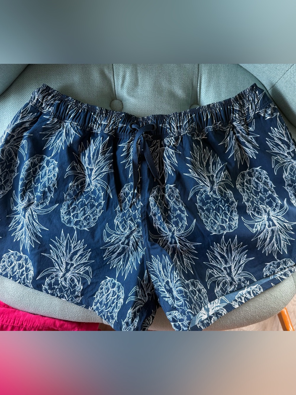Lauren James Navy Pineapple Drawstring Shorts
